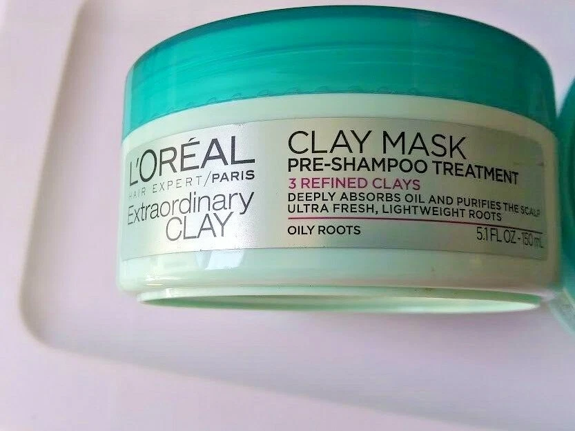 2X L'OREAL PARIS Hair Expert Extraordinary Clay Pre-Shampoo Mask Oily Roots New - Image 3 of 4