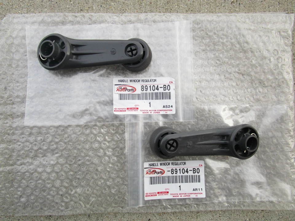 84 - 95 TOYOTA PICKUP FRONT LEFT + RIGHT SIDE DOOR WINDOW CRANK HANDLE GRAY NEW - Image 2 of 3