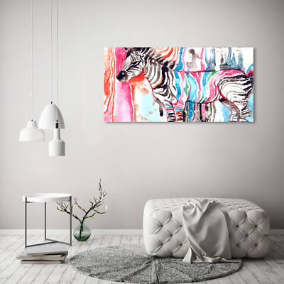 Tulup Tableau Sur Verre Trempé Image 70x100 - Fond de zèbre