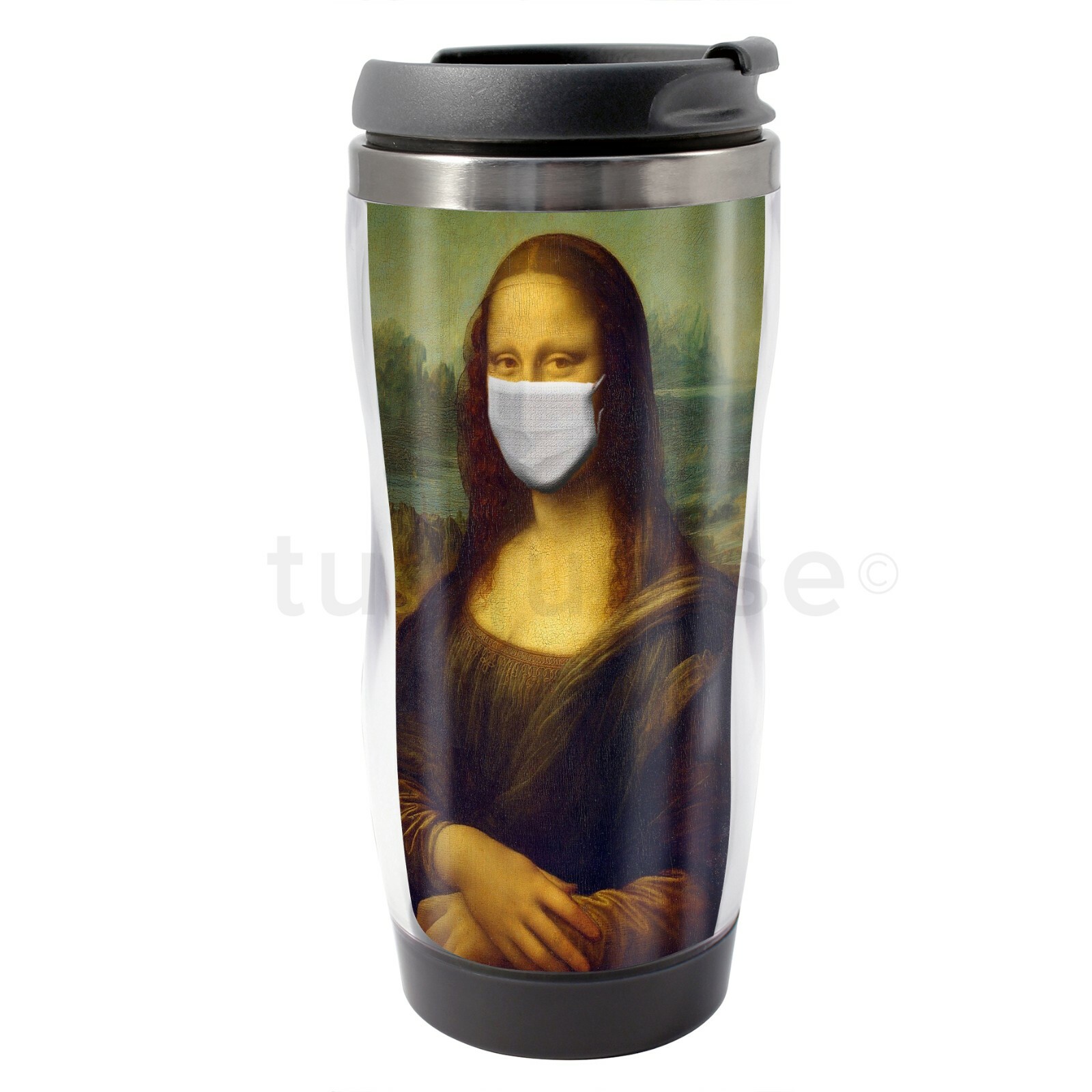Virus Mona Lisa Gift Thermal Coffee Tea Travel Flask Custom Photo Joke Mug Cup
