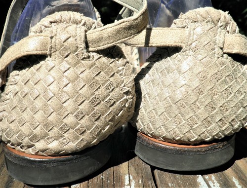 Nicole 10 silber Zinn Leder abgenutzt Boho geflochten Knöchelriemen Freizeit Sandale - Bild 6 von 8