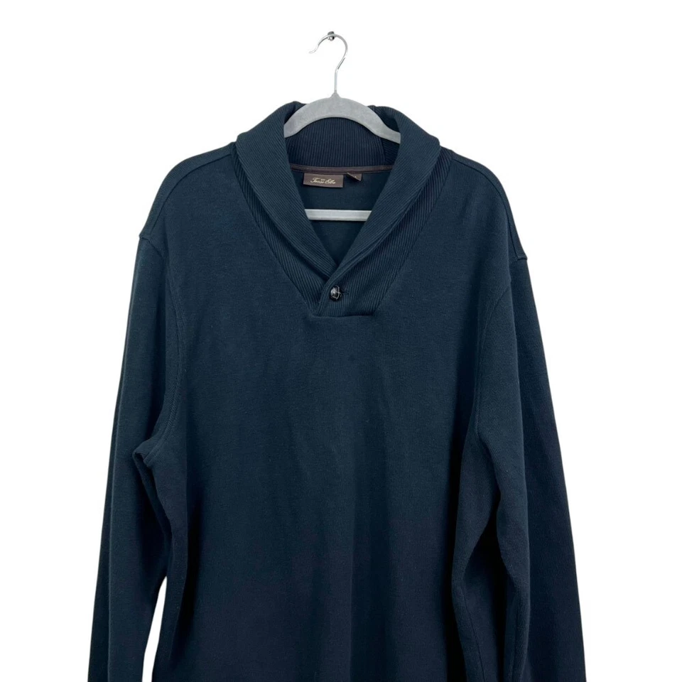 Suéter Suéter Mantón Cuello en V Acanalado Negro Talla 2XL Tasso Elba Para Hombres Foto 2 de 4