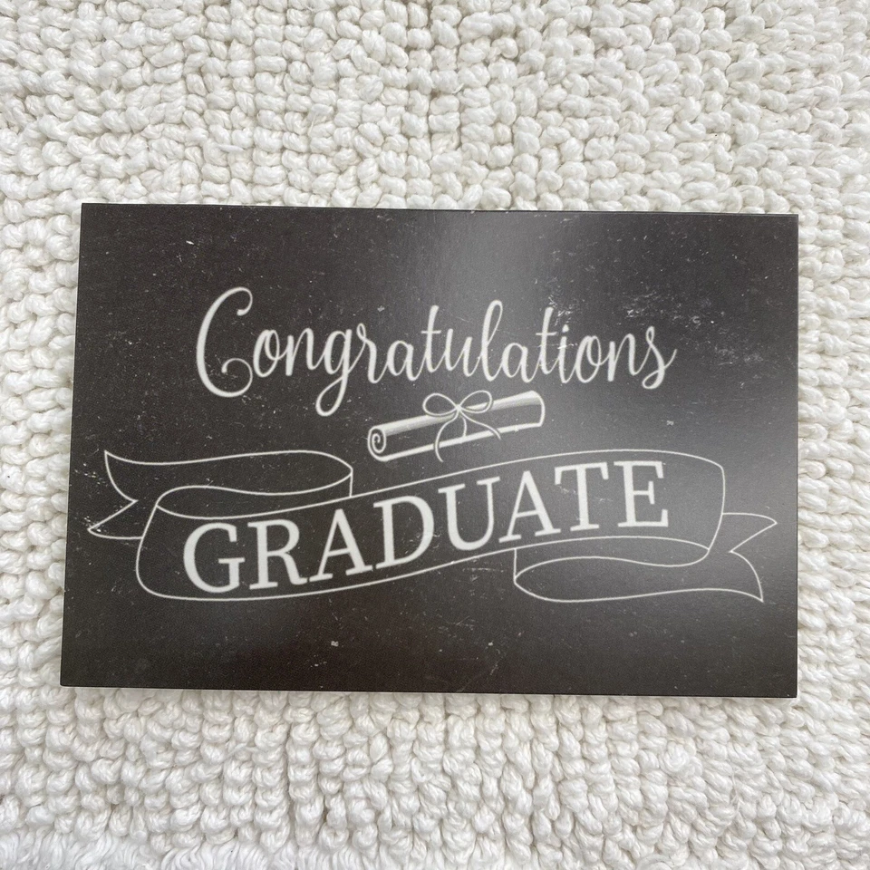 Tarjetas de graduación nota negro blanco en blanco escuela secundaria universidad sin fecha con paquete Env 60 Foto 3 de 4