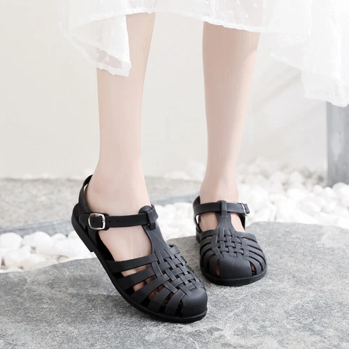 Ladies Retro Flat Jelly Sandals Wrap Summer Casual Beach Shoes - Picture 13 of 28