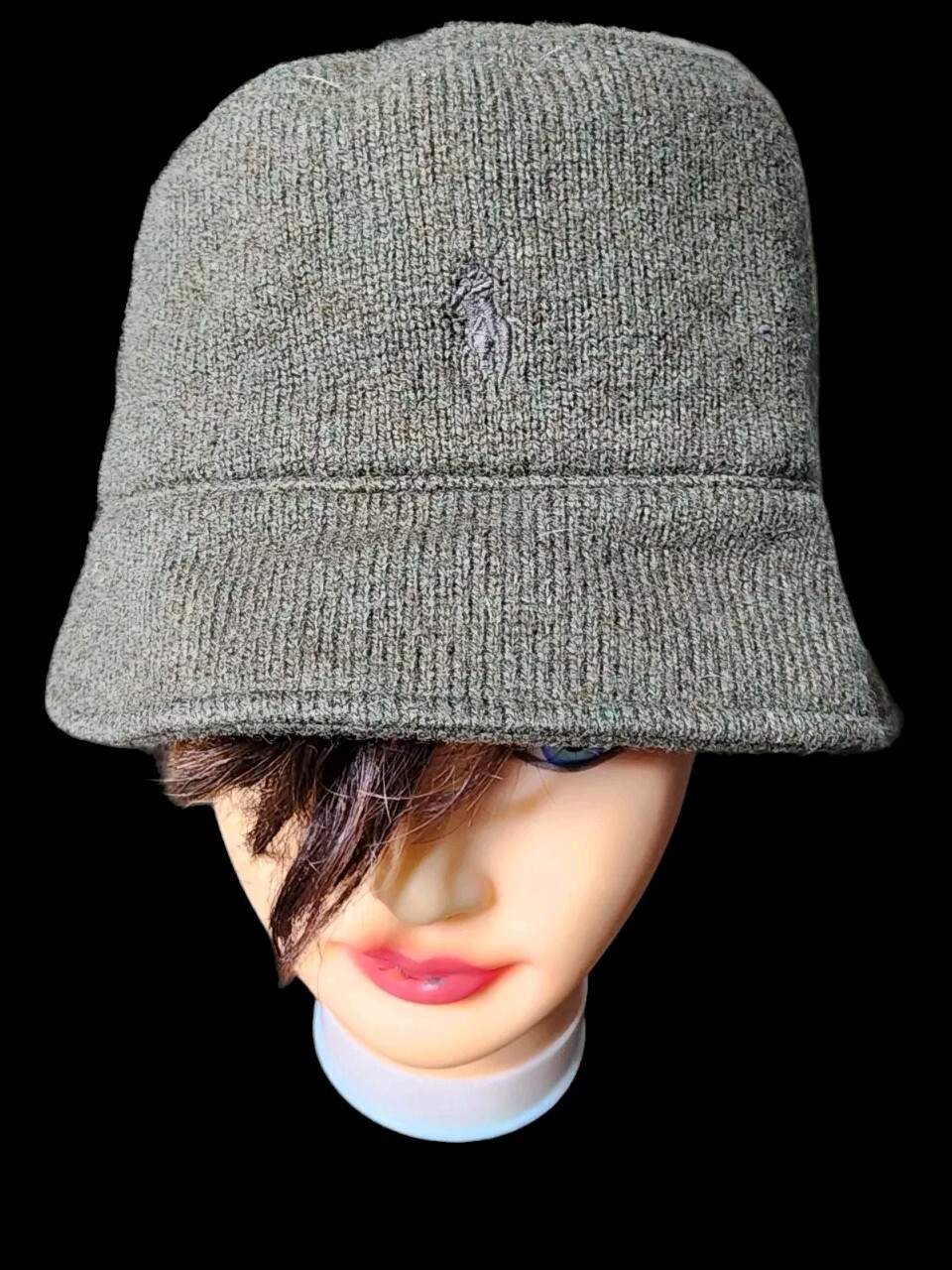 Polo Ralph Lauren Cappello a secchio pony uomo 100% lana verde oliva