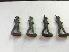  4 FOUR VINTAGE 1.75 INCH UNPAINTED LEAD SOLDIER MARCHING