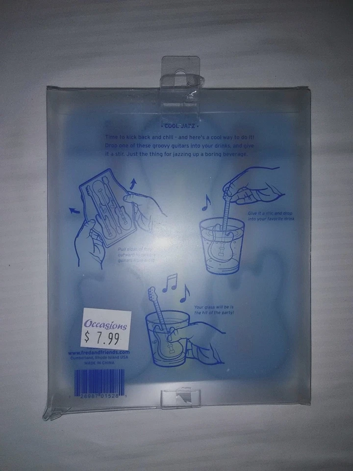  FRED Cool Jazz Guitar-Shaped Freeze Stirrers Silicone ICE CUBE TRAY ~ Set of 6 - Image 2 of 2