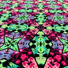 Psychedelic Geometry Nylon Spandex Fabric 4 Way Stretch By Yard for Swimwear