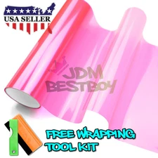 *Glossy Hot Pink Color Tint Headlights Fog Lights Sidemarker Vinyl Sticker Film
