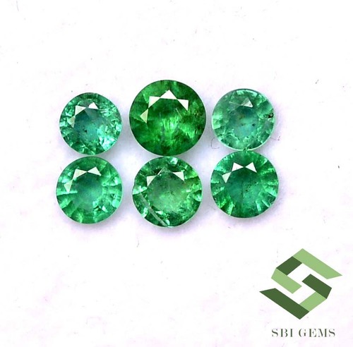 1.65 CTS Natural Emerald Round Cut 3.75 mm To 4.75 mm Lot 06 Pcs Untreated Gems - Picture 2 of 5
