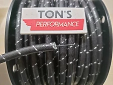8mm SUPPRESSION CORE BRAIDED CLOTH Black with White tracers SPARK PLUG WIRE foot