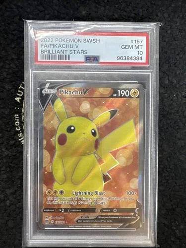 2022 Pokemon SWSH FA/Pikachu V Brilliant Stars PSA 10 Gem Mint #157/172