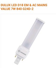 Ledvance 7W (18W) EM & AC Mains LED Dulux D Cool White 2 Pin G24d-2