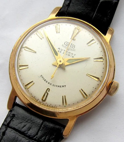 Vintage wristwatch GUB Glashutte/SA Automatic cal.68.1 Gold Plated case d=33.8mm