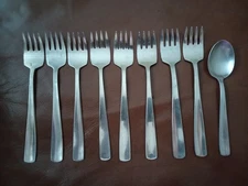 GENSE FACETTE SWEDEN  18-8 STAINLESS SLAD FORKS & TEASPOON LOT 9 PC