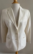 Amanda Smith Blazer SZ 10 - 55 LINEN 45 RAYON Winter White Blazer 2 Button