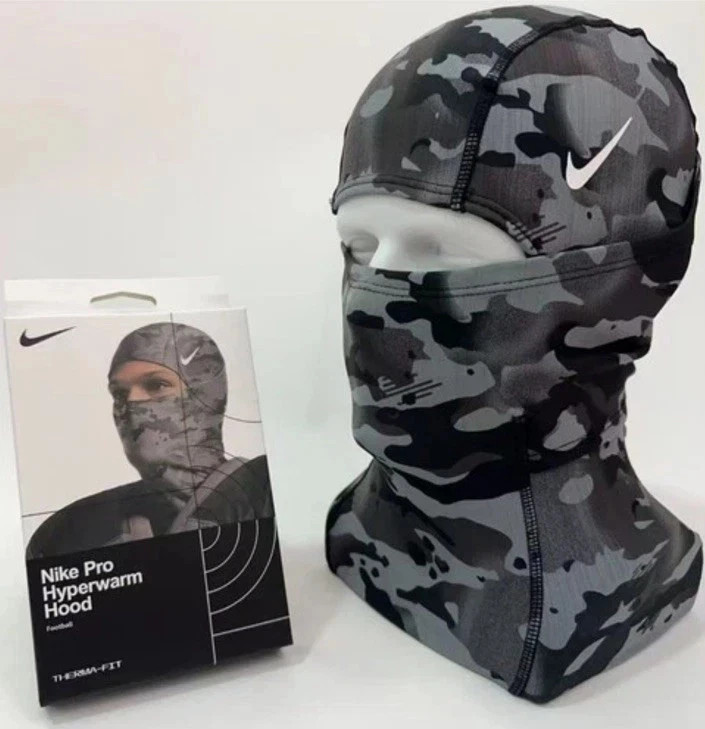 Nike Pro Hyperwarm Hood Balaclava Therma-Fit Grey Camo Ski Mask
