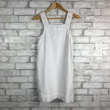 MADEWELL DEF Women's Embroidered Linen Tank Eyelet White Mini Dress sz 00 NQ595