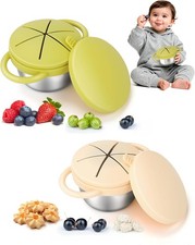 2 Pack Stainless Steel Snack Cups for Toddlers Spill Proof,Toddler Snack