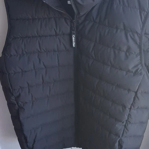 Calvin Klein Men's Black Quilted Puffer Vest Full Zip Stand Collar Size L - product listing photo