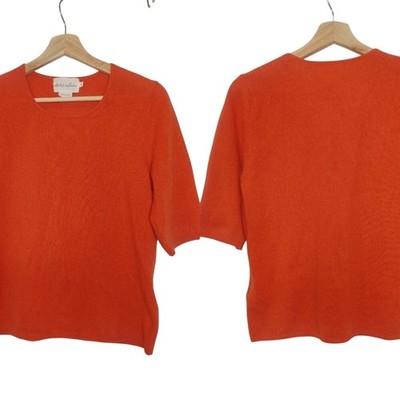 Absolut Cashmere Sweater Crew Neck Elbow Sleeve Orange Medium M
