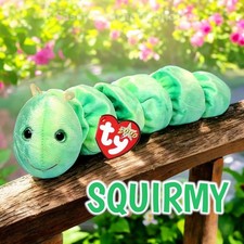    SQUIRMY   2000 Ty Beanie Babies Bright Green WORM 6th Gen Hang Tag MWMT 