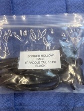 BOOGER HOLLOW BASS PADDLE TAIL WORM 6" BLACK 10 PK FAST SHIPPING