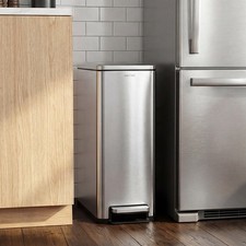 Step N Sort 43L Slim Dual Recycling Rubbish Bin Kitchen Pedal Soft Close Silver