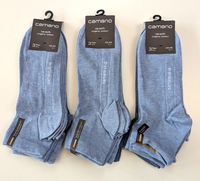 NEU - 9 Paar Camano Herren Quarter Socken- Gr. 43-46 - denim-blau - ca-soft-Bund
