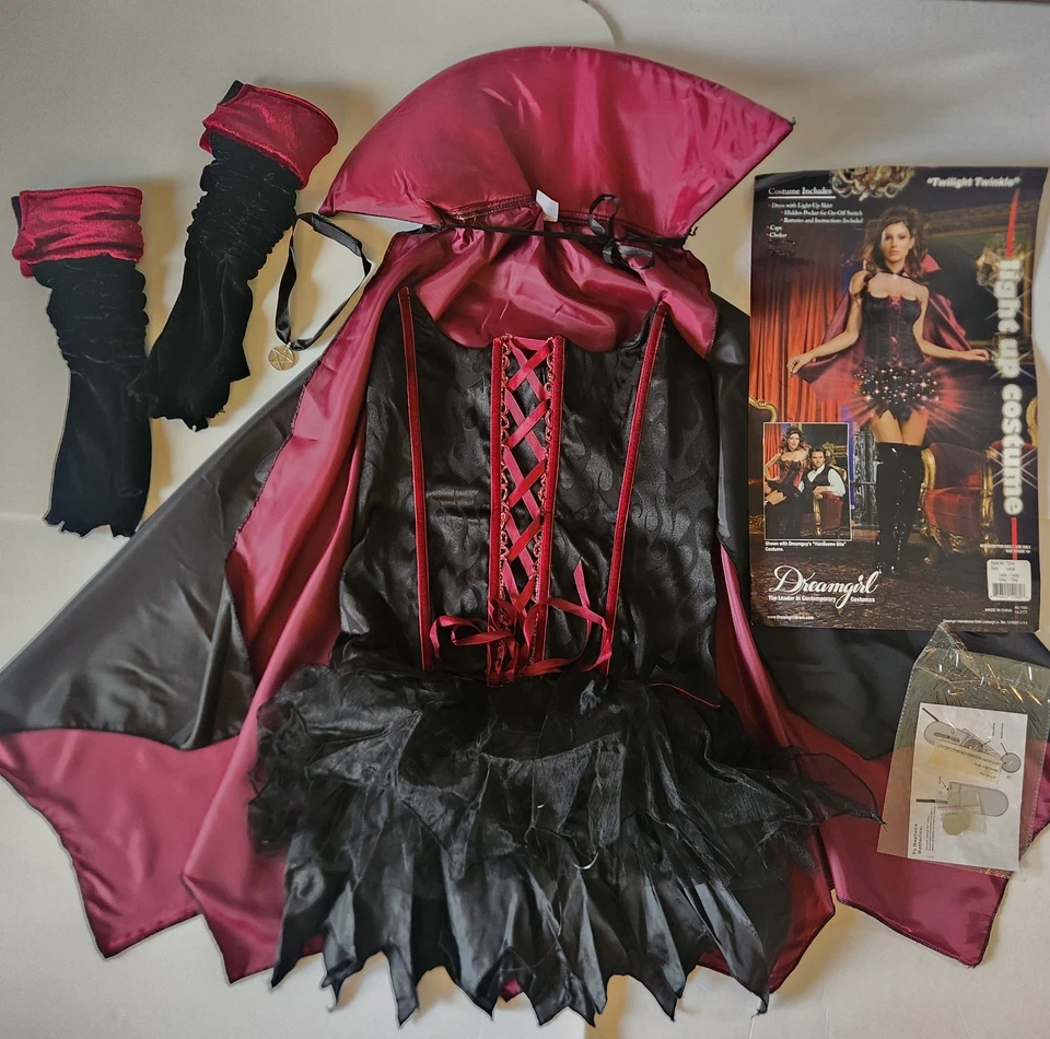 Fantasia de Halloween Dreamgirl vampira grande crepúsculo cintilante saia iluminada feminina - Imagem 2 de 4