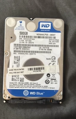 Western Digital Blue WD5000LPVX 500GB 2.5 Inch SATA Hard Drive HDD - Nearly New - Image 1 of 2