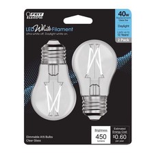 Feit White A15 E26 Medium Filament LED Bulb Daylight 40 Watt Equivalence 2 pk