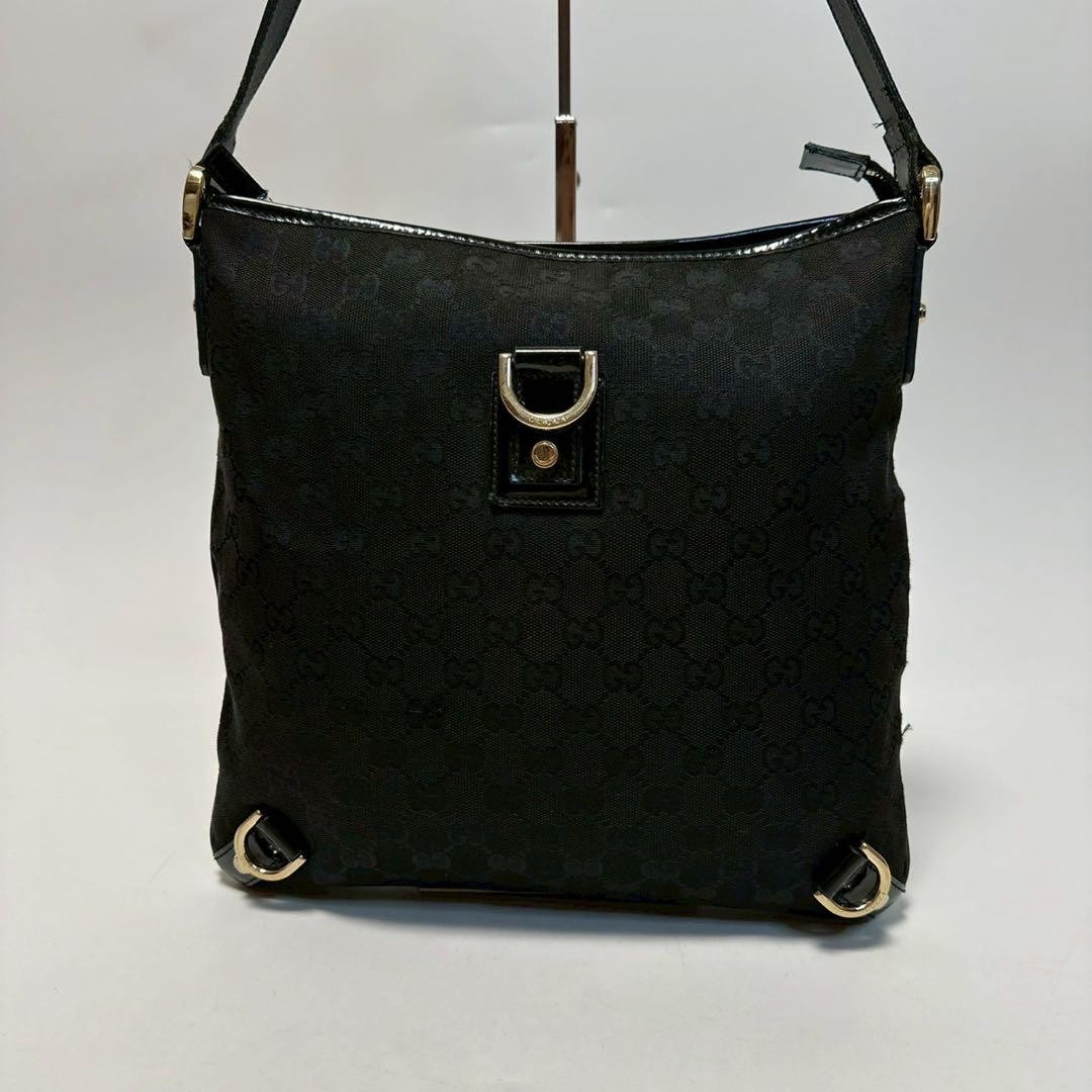 Gucci GG Canvas Abby Black Shoulder Bag Includes Storage Pouch