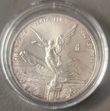 1996 Mexico 1 oz Silver Libertad .999 Fine Silver- Semi Key Date - Toned