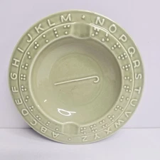 Vintage Ashtray Braille Alphabet Collectible Braille ABCs Ashtray Light Green