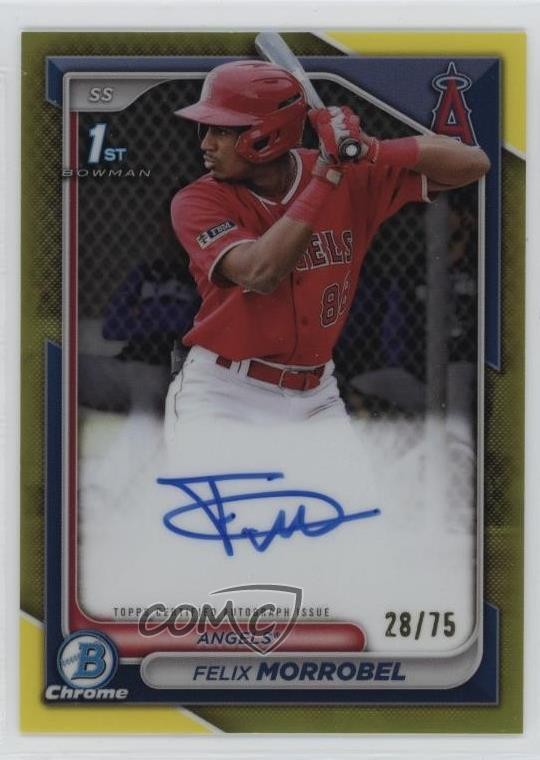 2024 Bowman Chrome Prospect Yellow Refractor /75 Felix Morrobel #CPA-FM Auto s5j