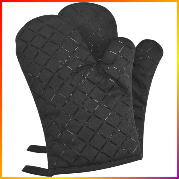 Ofenhandschuhe Silikon HitzebestäNdig Bis 240 °C Schwarz 1 Paar Grillen Kochen-image