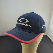 Oakley Software Vintage Cap Hat Navy Blue/Red Center Big Logo Hook Loop Y2K