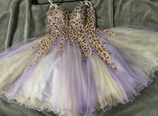 Terani Couture Women's Party Dress Lavender W/pink and Silver Detail , Sz 0