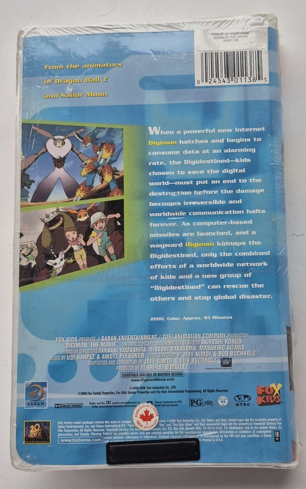Digimon The Movie VHS 2001 Clamshell Case - Plastic Seal - Small Tear in Plastic - Image 2 of 4