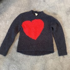 Crew cuts Heart Sweater Blue And Red Heart Girl L 10-11