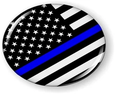 BestLicensePlateFrames Thin Blue LINE US American Flag 3D Domed CAR Emblem Badg