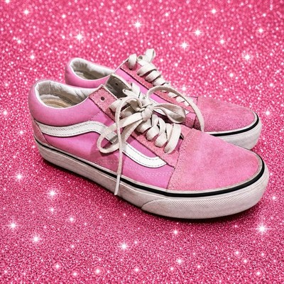 Vans Old Skool Suede Shoes Pink White Stripe Women s Size 8
