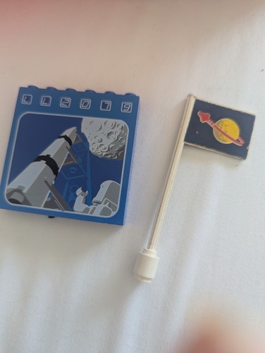 1980's Vintage Space LEGO White Flag Moon Missile Print