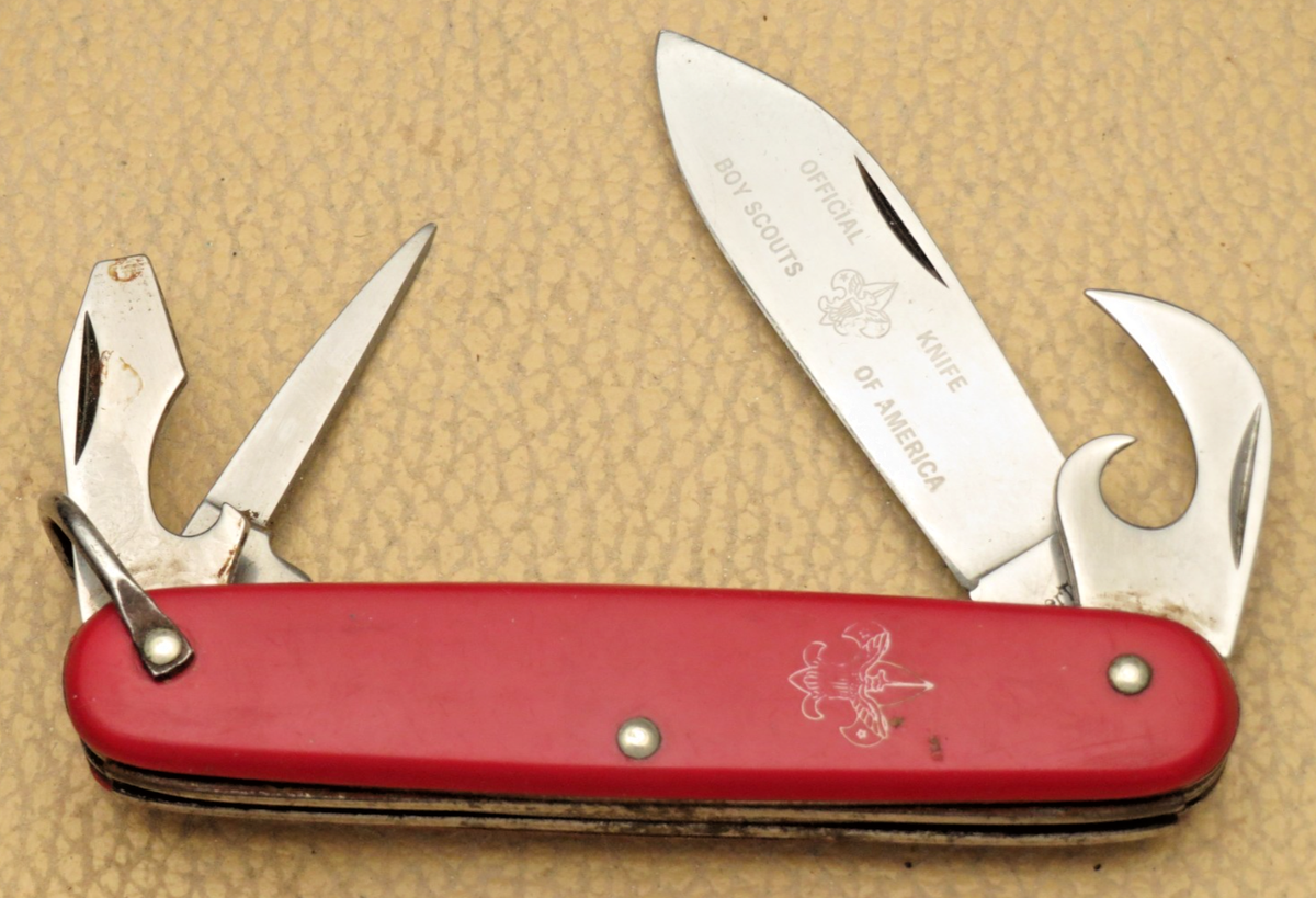 Vintage IMPERIAL Official BSA Scout Knife - Smooth Red Handles 