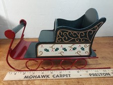 Vintage Wood Christmas Sleigh Decoration Red ...