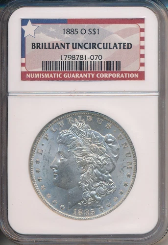 1885-O MORGAN SILVER DOLLAR **NGC CERTIFIED BRILLIANT UNCIRCULATED** FREE SHIP!!