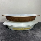 vintage pyrex turquoise Divided Oval Casserole Dish Lot Of 2| 1  1/2 QT| #1 #2