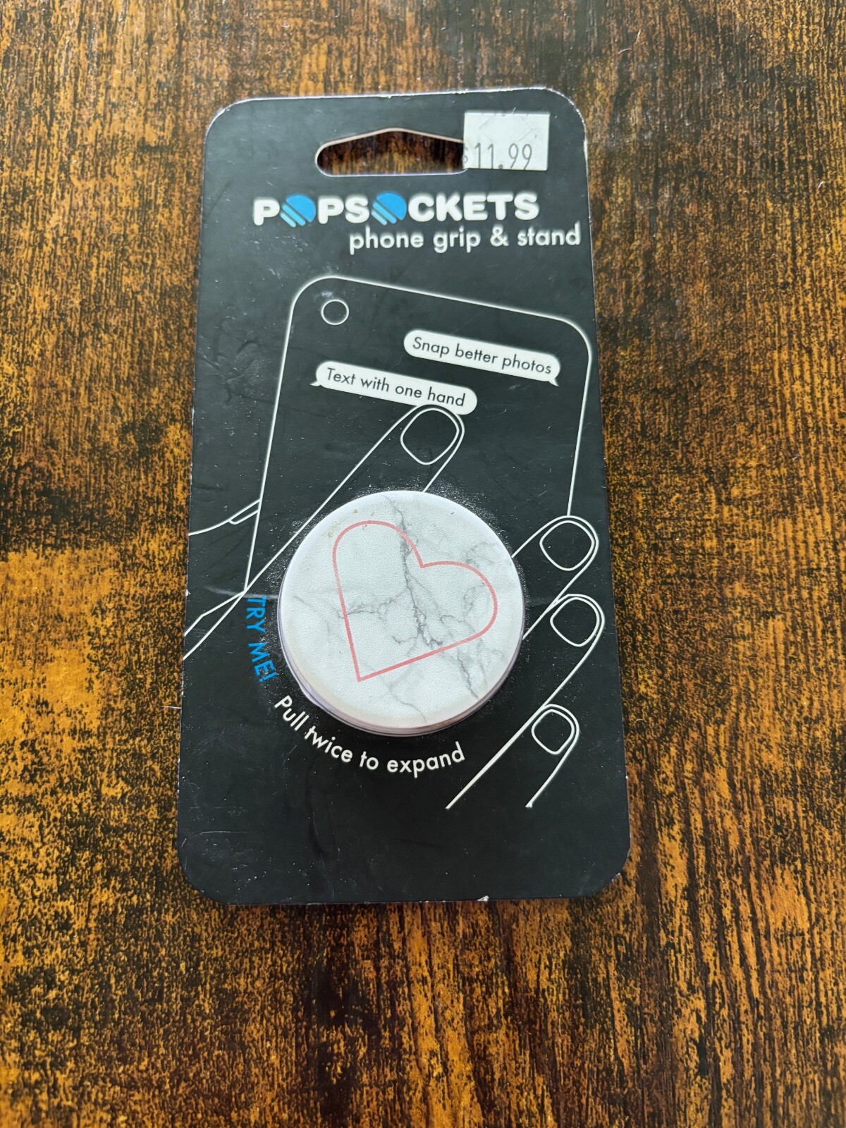 New Popsocket Phone grip & Stand White Marble Heart 