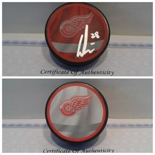 Gustav Lindstrom Autographed Signed Detroit Red Wings Puck COA - CLEARANCE